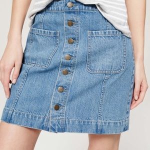 LOFT Button-Front Denim Skirt 2/26